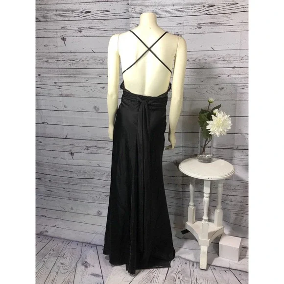 NIGHTWAY black prom dress with low crisscross back - Picture 7 of 12